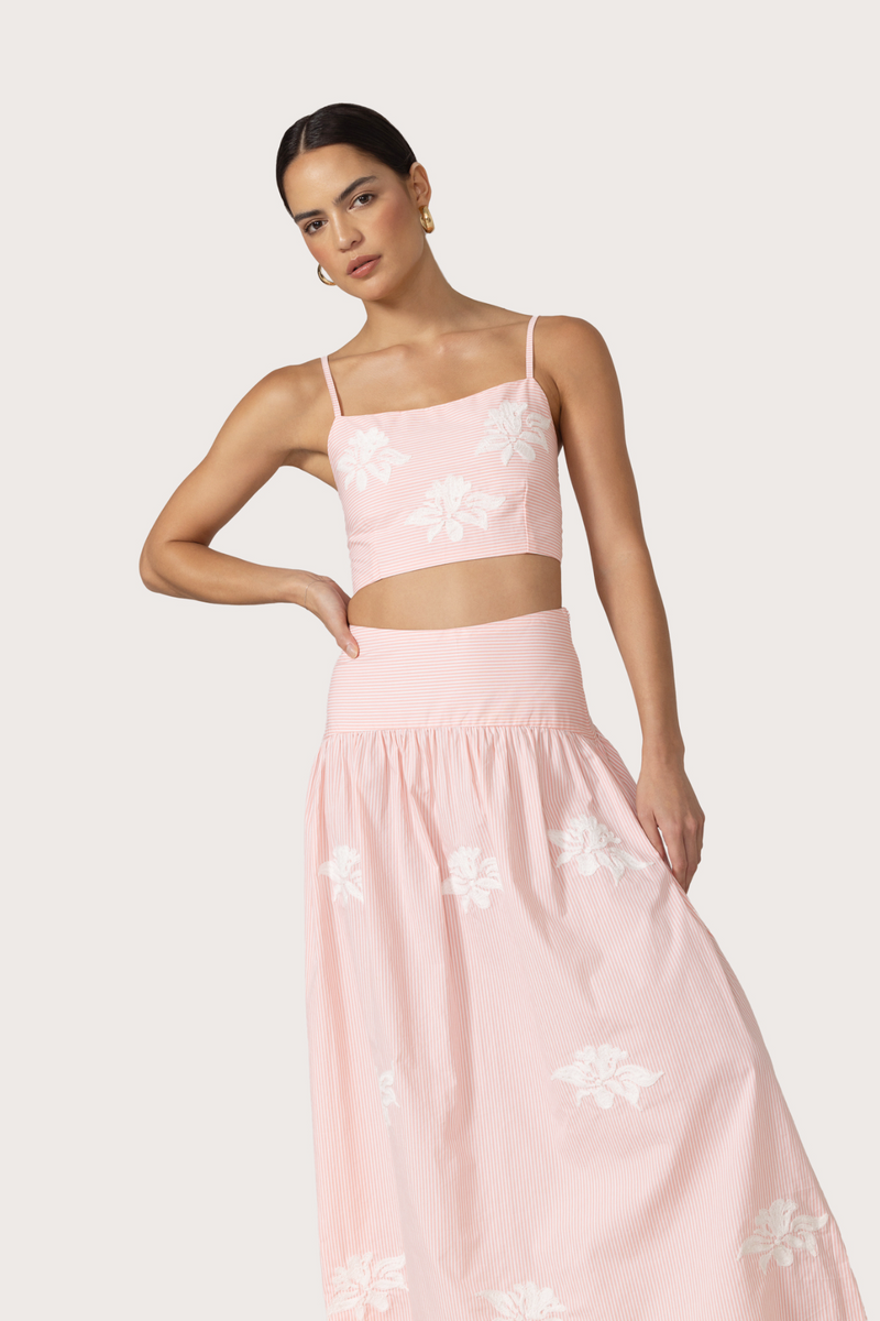 Oliver Embroidered Skirt in Orchid Stripe