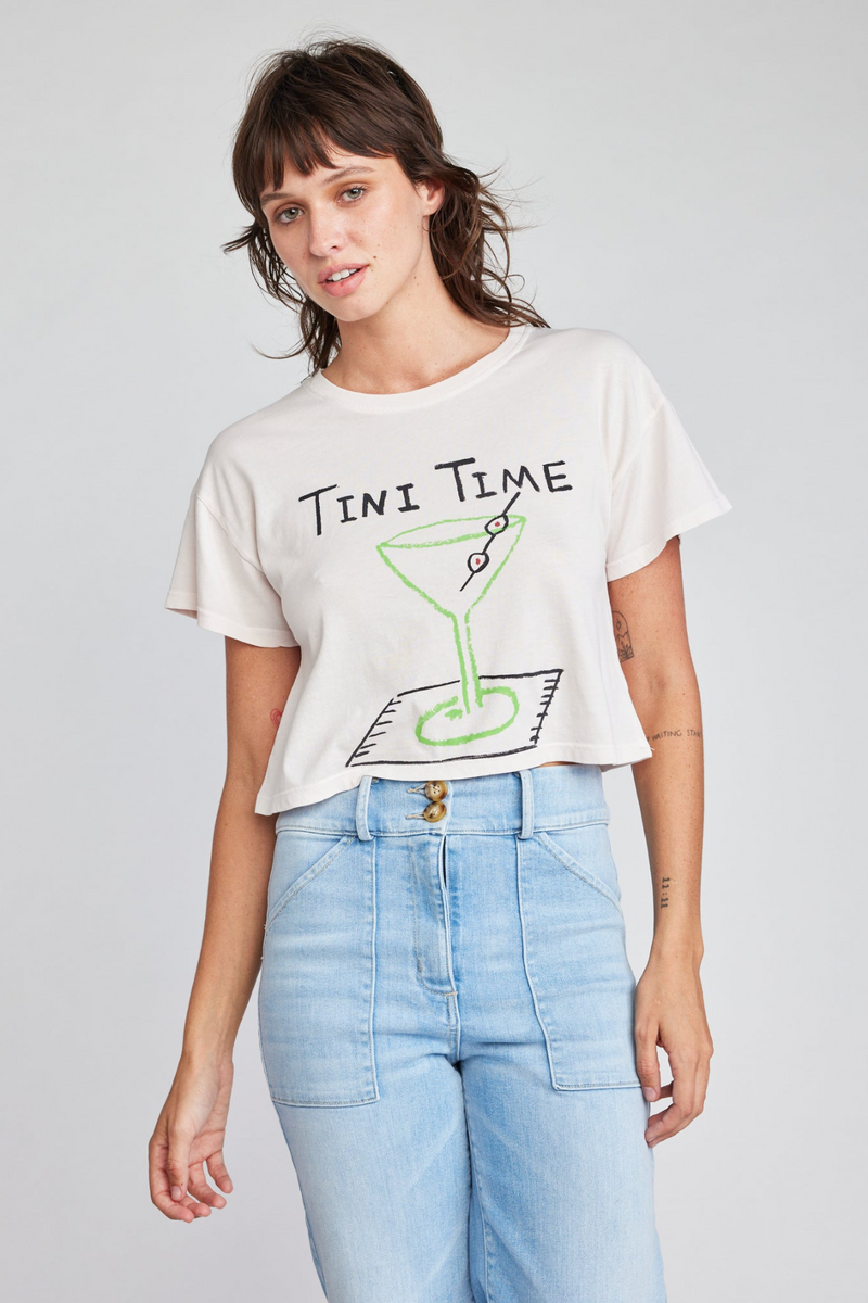 Light Gray Drew Crop T-Shirt in Tini Time T Shirt