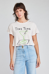 Light Gray Drew Crop T-Shirt in Tini Time T Shirt