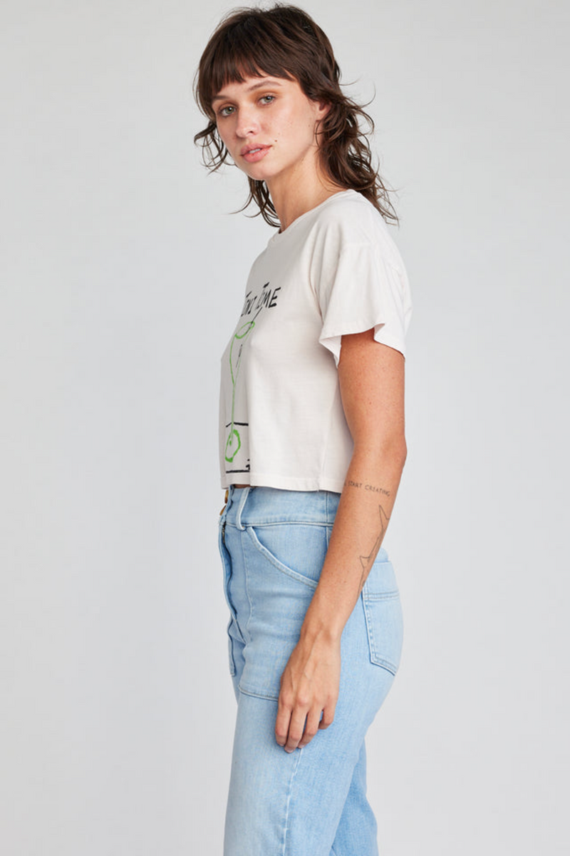 Light Gray Drew Crop T-Shirt in Tini Time T Shirt