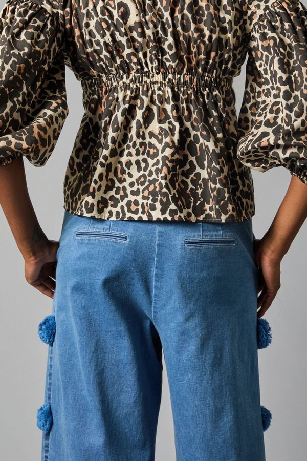 Dark Slate Gray Pom Pom Trouser in Medium Wash trousers