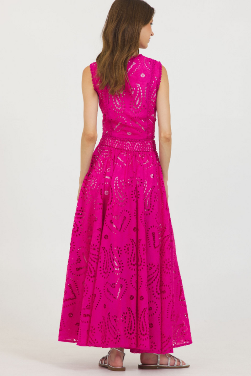 Eyelet Flare Maxi Skirt
