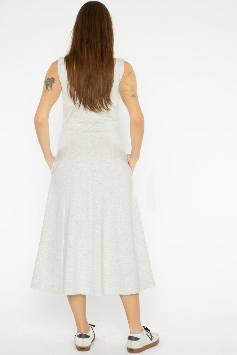 White Smoke Ponte Knit Scoop Dress Midi Dress