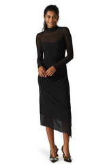 Black Blare Mesh Midi Dress Dress