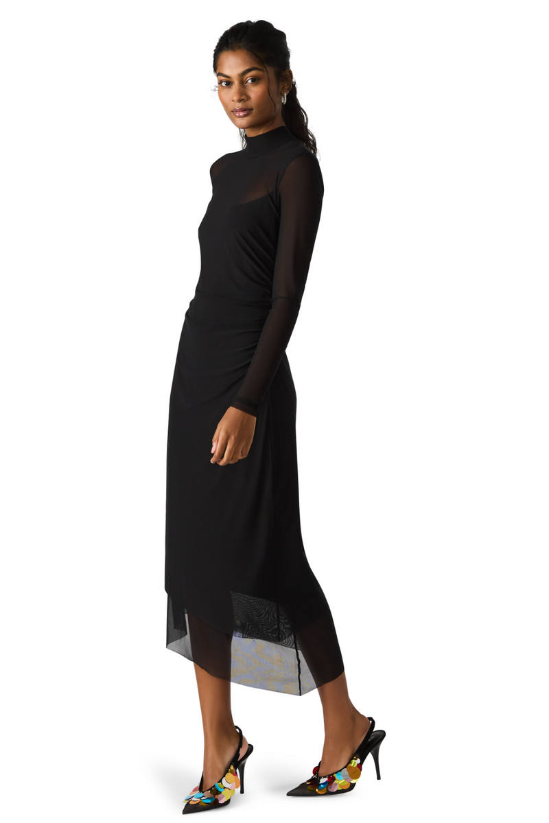 Black Blare Mesh Midi Dress Dress