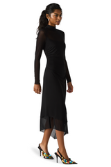Black Blare Mesh Midi Dress Dress
