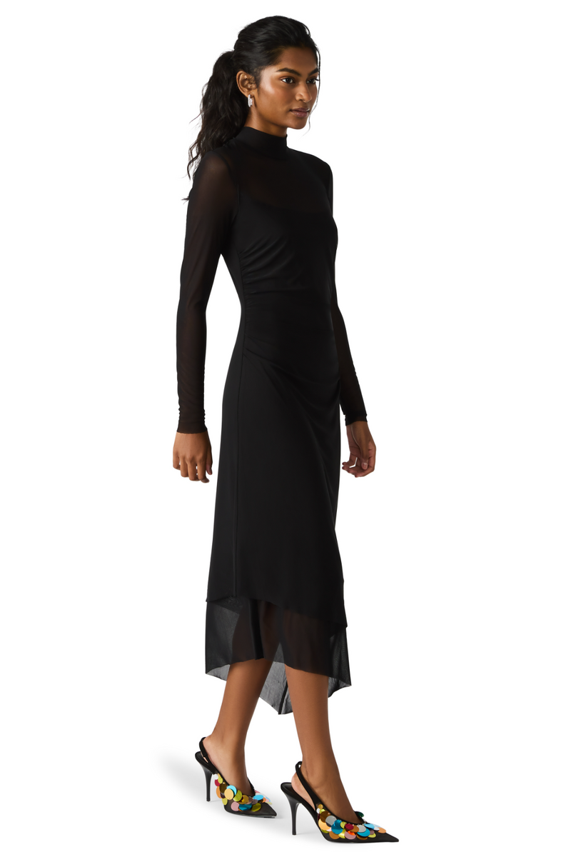 Black Blare Mesh Midi Dress Dress