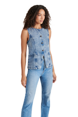 Wesley Denim Top in East Side Acid Wash