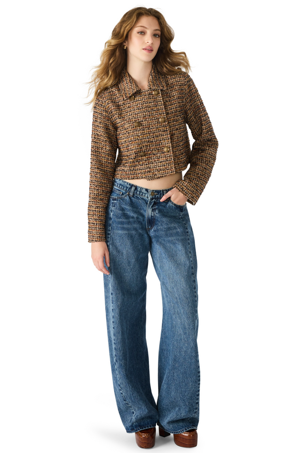 Dark Slate Gray Avie Jacket in Brown Plaid Mix Jacket