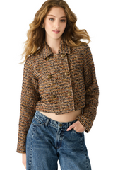 Dark Slate Gray Avie Jacket in Brown Plaid Mix Jacket