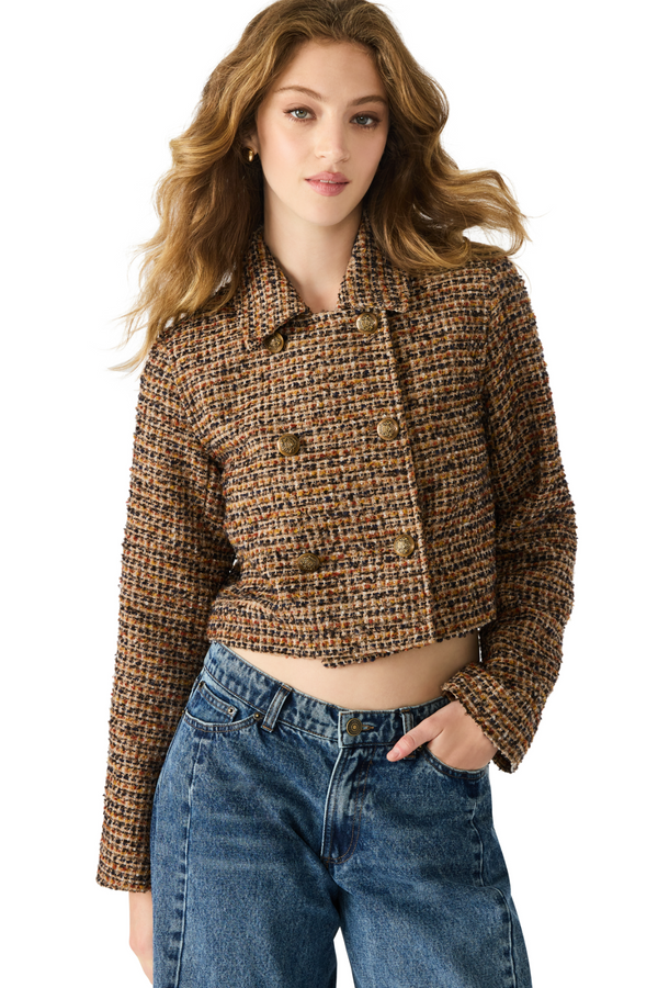 Dark Slate Gray Avie Jacket in Brown Plaid Mix Jacket