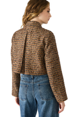 Dark Slate Gray Avie Jacket in Brown Plaid Mix Jacket