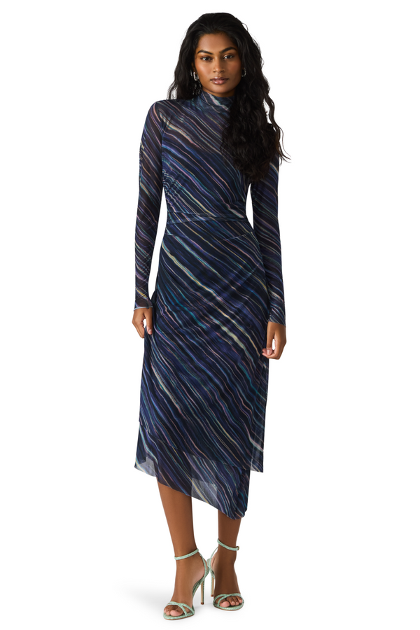 Dark Slate Gray Blare Mesh Midi Dress in Pastel Multi Dress