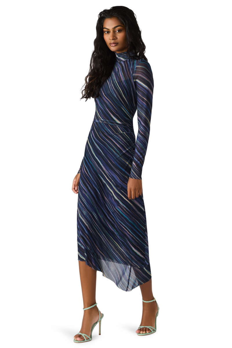 Dark Slate Gray Blare Mesh Midi Dress in Pastel Multi Dress