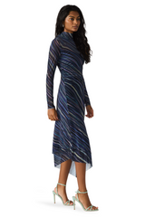 Dark Slate Gray Blare Mesh Midi Dress in Pastel Multi Dress