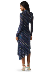 Dark Slate Gray Blare Mesh Midi Dress in Pastel Multi Dress