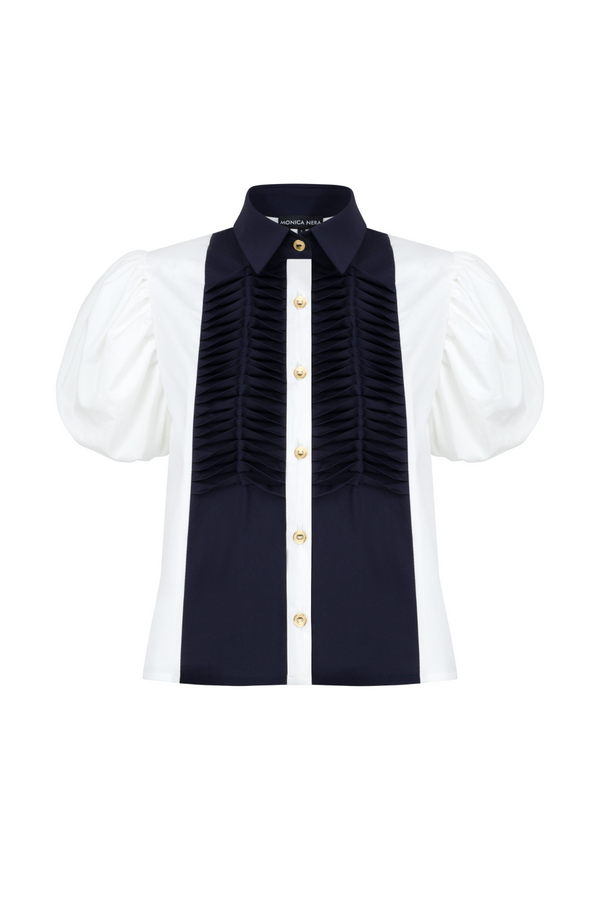 Summer Colorblock Top in White/Navy