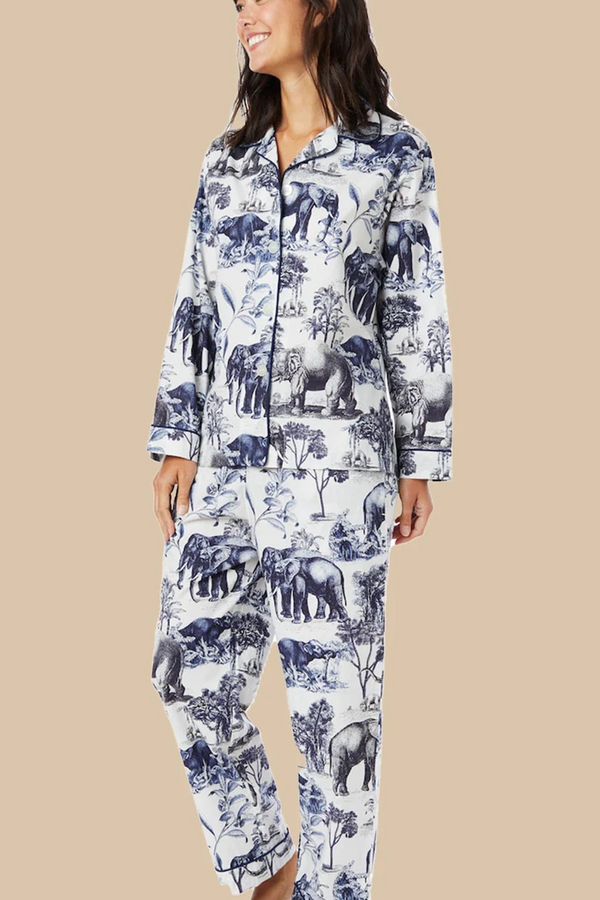 Gray Safari Toile Luxe Pima Cotton Pajama Pajamas