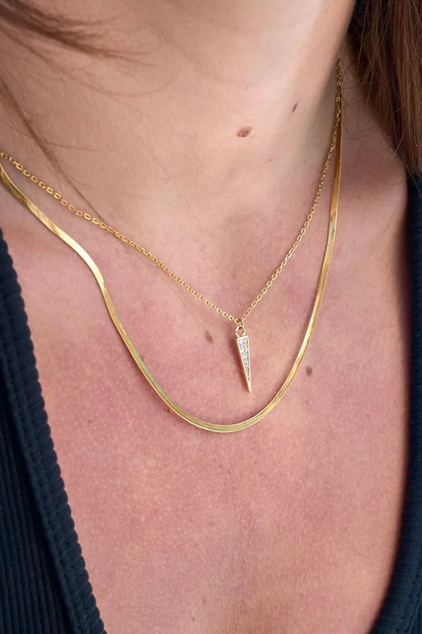 Rosy Brown Micro Herringbone Necklace Necklace