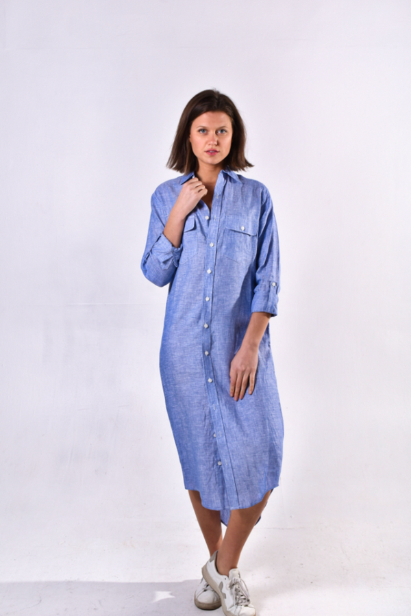 Lavender Linen Girlfriend Midi Dress Midi Dress