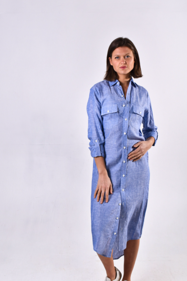 Lavender Linen Girlfriend Midi Dress Midi Dress