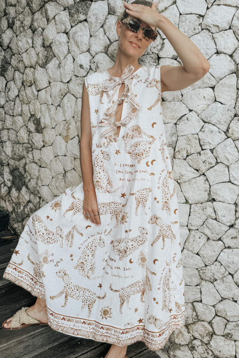 Gray Lombok Dress in Leopard Maxi Dress