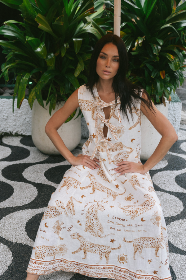 Gray Lombok Dress in Leopard Maxi Dress