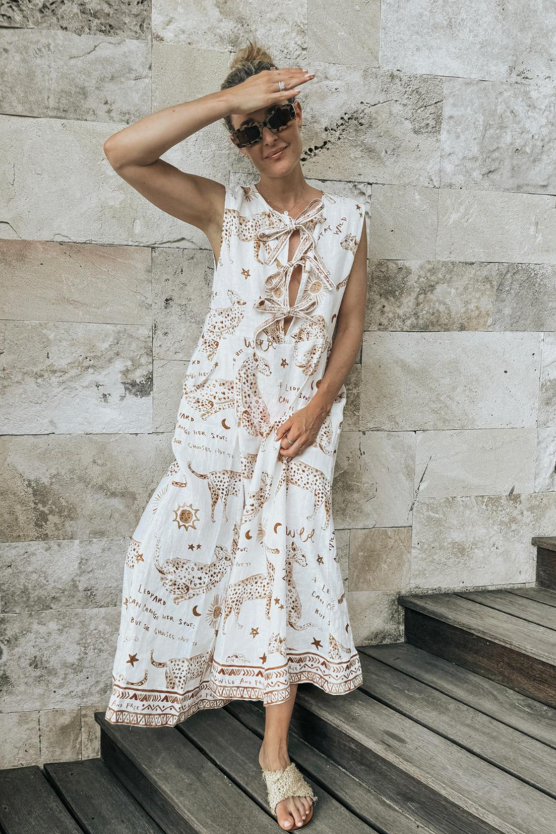 Gray Lombok Dress in Leopard Maxi Dress