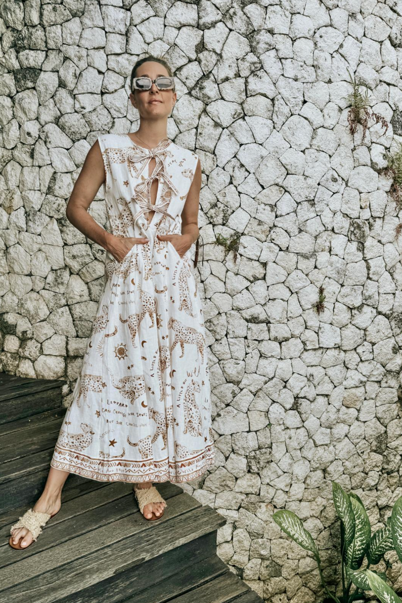 Gray Lombok Dress in Leopard Maxi Dress