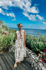 Cadet Blue Lombok Dress in Leopard Maxi Dress