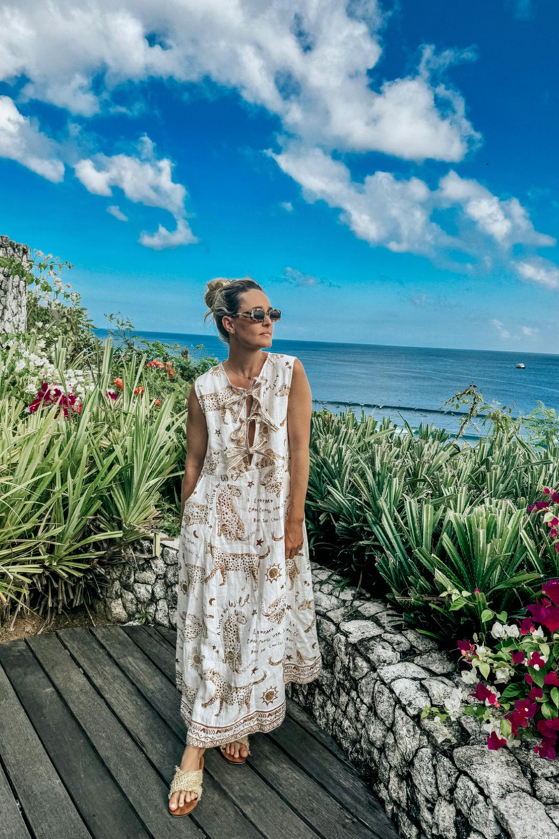 Cadet Blue Lombok Dress in Leopard Maxi Dress