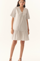 Seashell Jane Dress in Black/White Stripe Mini Dress