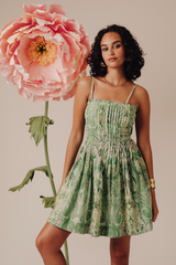 Tan Karina Dress in Mason Paisley Green Mini Dress