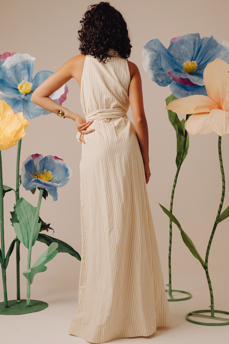 seersucker maxi dress AFENDS Womens Tully - Flutter sleeves Deep v The sweetest seersucker maxi dress