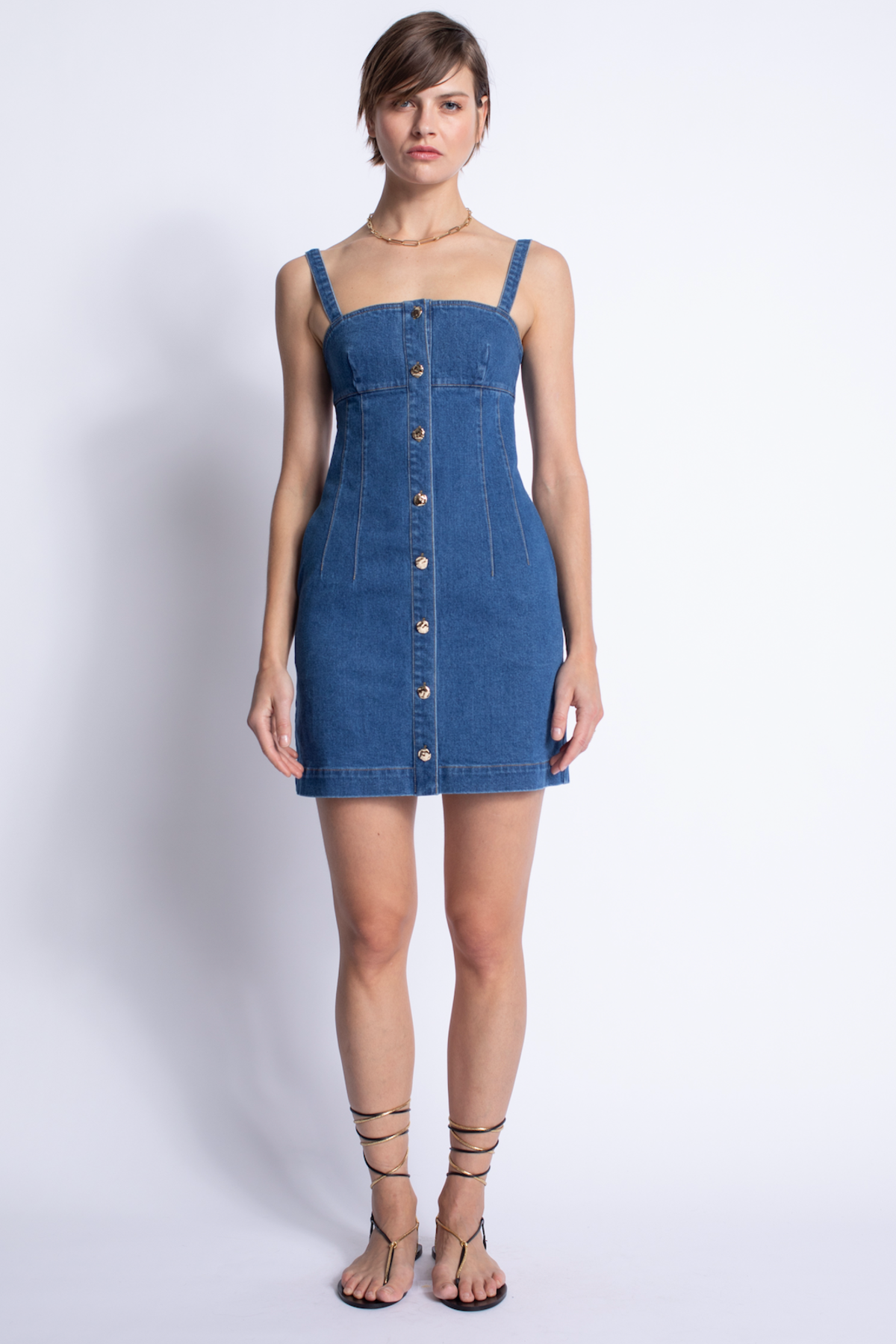Karina Grimaldi Rio Denim Mini Dress in Blue