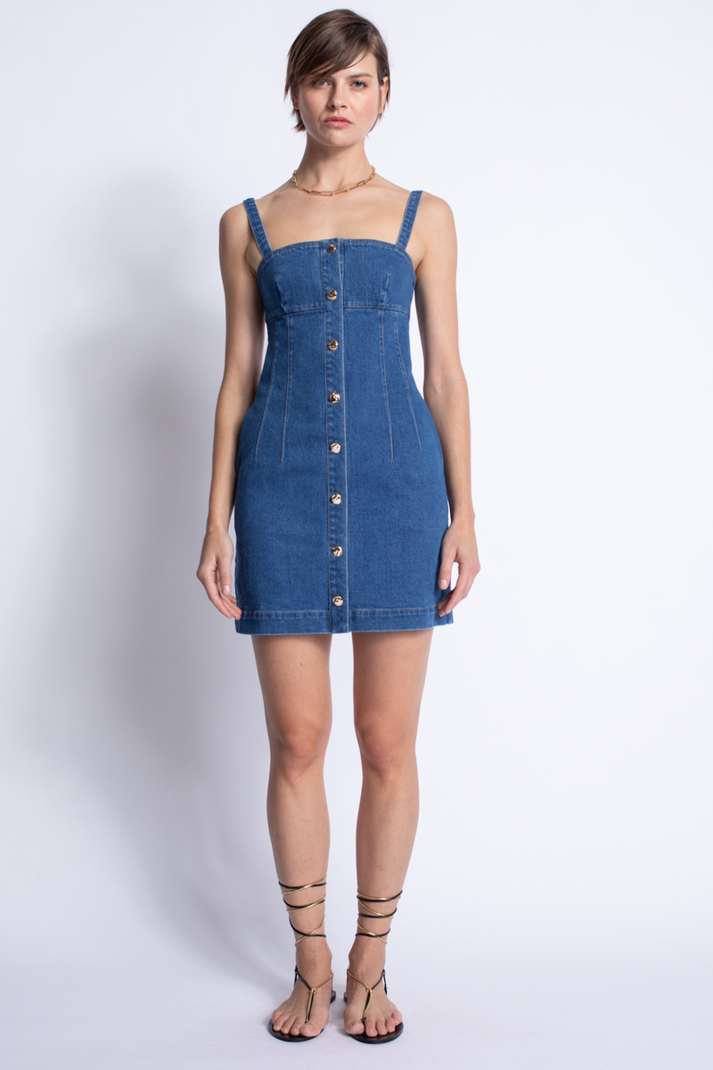 karina grimaldi denim dress Lola Denim Mini Dress