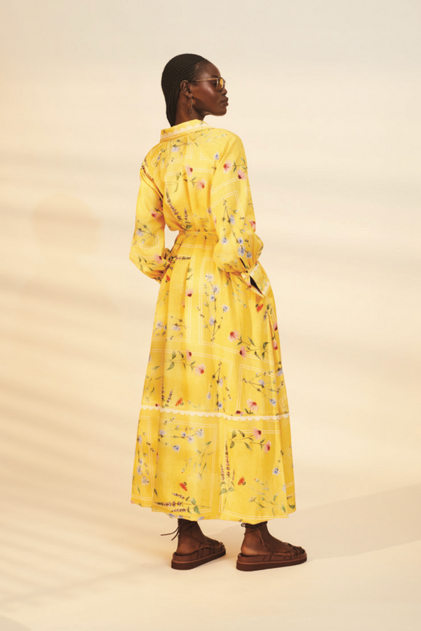 Wheat Aria Long Sleeve Maxi in Delicate Floral Maxi Dress