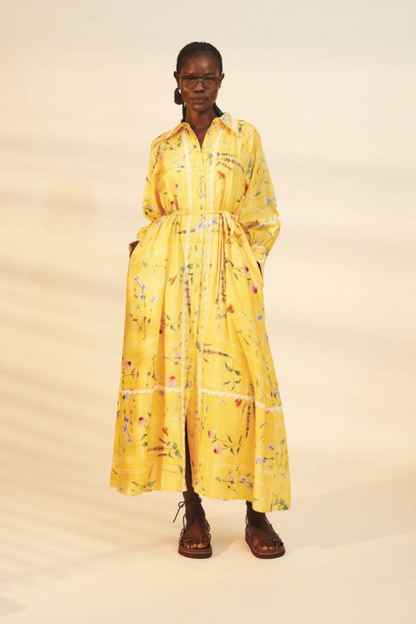 Wheat Aria Long Sleeve Maxi in Delicate Floral Maxi Dress