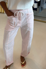 Dark Gray Villa Pink Drawstring Barrel Jean Jeans