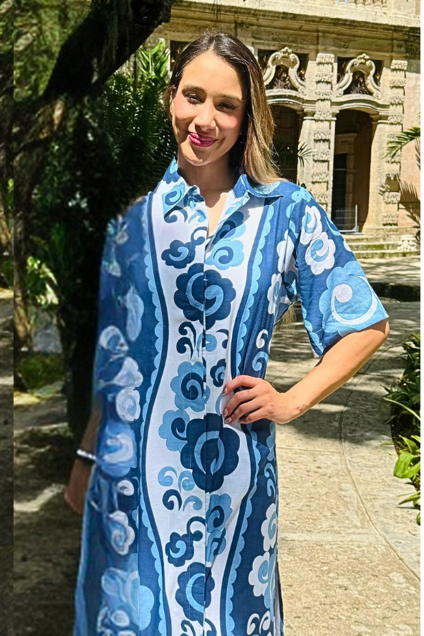 Wheat Sienna Midi Dress in Botanique Navy Midi Dress