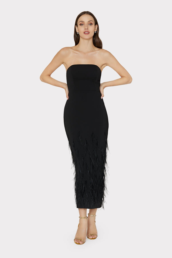 Beige Milly | Shai Stapless Feather Dress Formal Dress