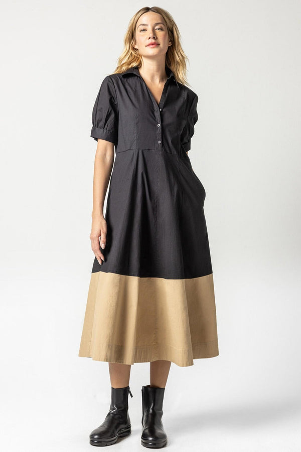 Beige Collared Maxi Dress Midi Dress