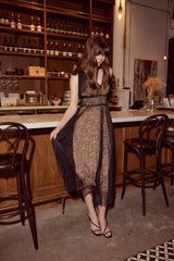 Dark Olive Green Solange Lace Dress Midi Dress