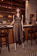 Dark Slate Gray Solange Lace Dress Midi Dress