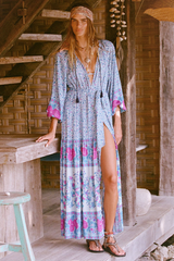 Dim Gray Love Jetty Gown in Blue Nirvana Maxi Dress