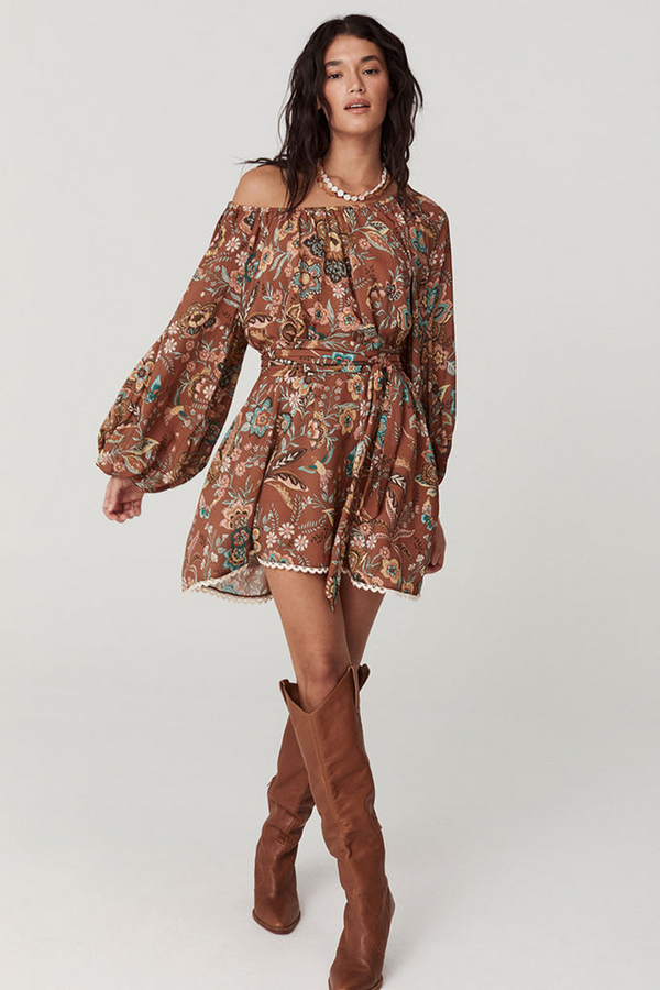 Light Gray Mojave Lily Tunic Dress in Amber Mini Dress