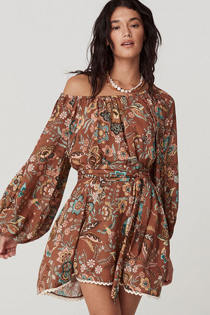 Light Gray Mojave Lily Tunic Dress in Amber Mini Dress