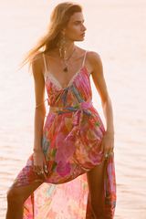 Antique White Painters Garden Strappy Maxi Dress in Crimson Maxi Dress