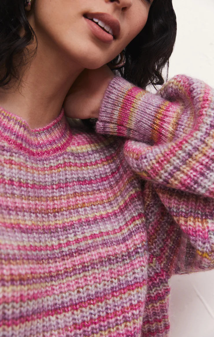 Rosy Brown Prism Metallic Stripe Sweater Sweater