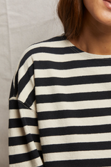 Black Taylor Striped Top in True Black/Natural Stripe Tee